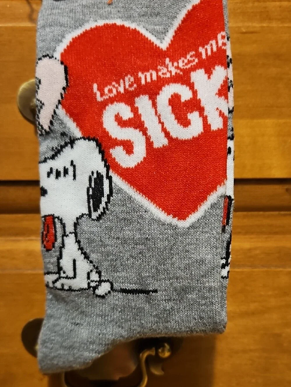 Peanuts Gray Socks with Red Heart and Snoopy Kids Size 6-12